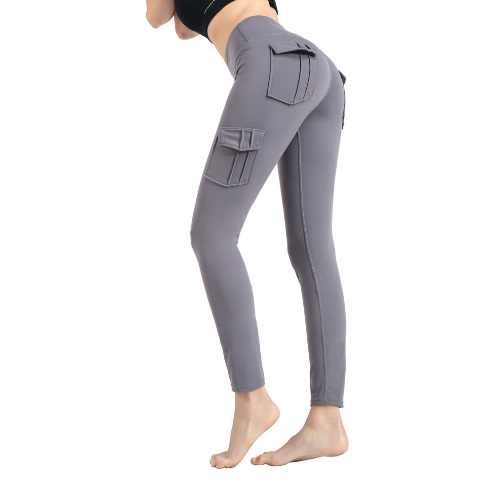 Pockets Trousers Solid Color Slim Yoga Track Pants Womens Clothing